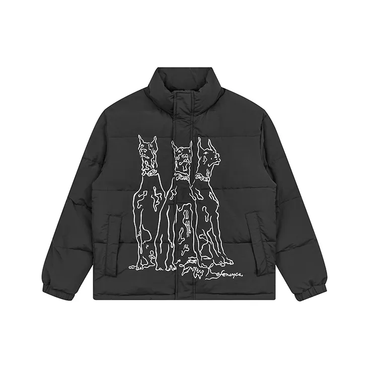EMPTY REFERENCE Doberman Series Puffer Jacket Unisex Black-0