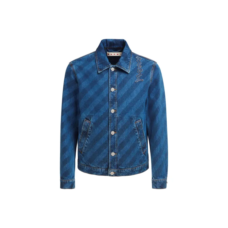 MARNI Diagonal stripes Denim Jacket-0