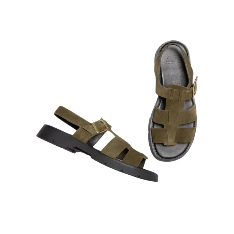 KLEMAN CLEON MANUFACTURE BALLAST V Roman Sandals 3cm Women's Khaki-4