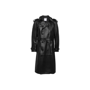 MOSCHINO Belted Leather Trench Coat