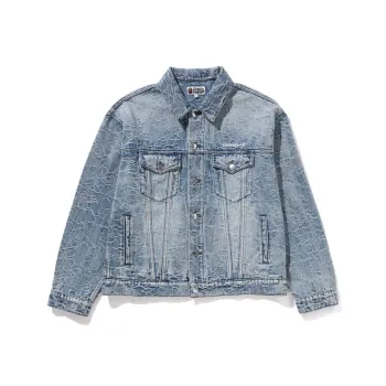 A BATHING APE Logo embroidered Denim Jacket