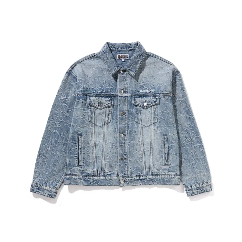 A BATHING APE Logo embroidered Denim Jacket-0