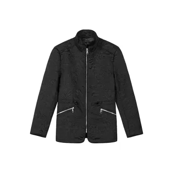 DAVID NAMAN Solid Color Stand Collar Loose Fit Puffer Jacket Men's Black