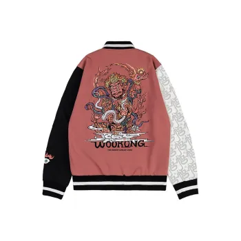 WOOKONG FW20 Baseball Jacket Men's Black Red