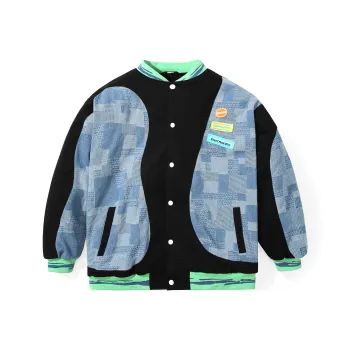 GENANX Letter Baseball Collar Loose Fit Puffer Jacket Unisex