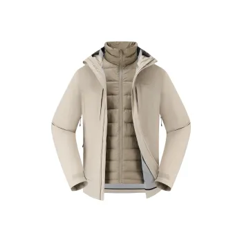 DECATHLON Waterproof And Warm Windbreaker Jacket Men's Beige Yellow