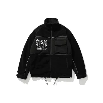SANSYAS Velvet-feel Coat Unisex Black