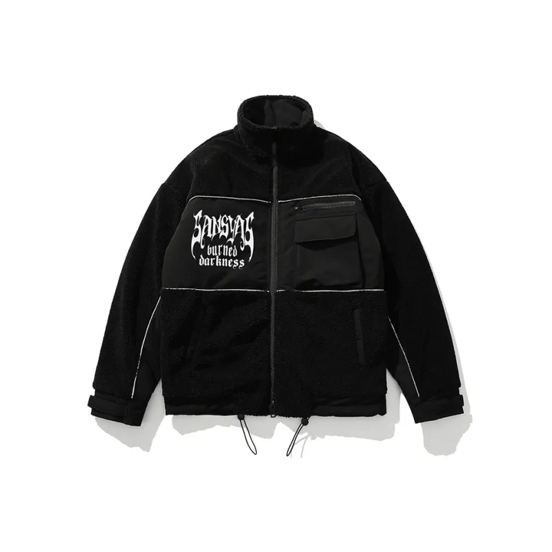 SANSYAS Velvet feel Coat Unisex Black-0