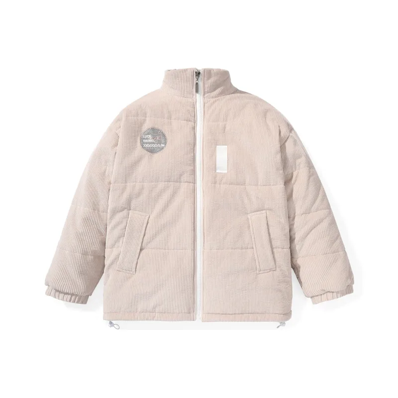 XXGOGO Cartoon Letter Solid Color Stand Collar Loose Fit Puffer Jacket Unisex-0