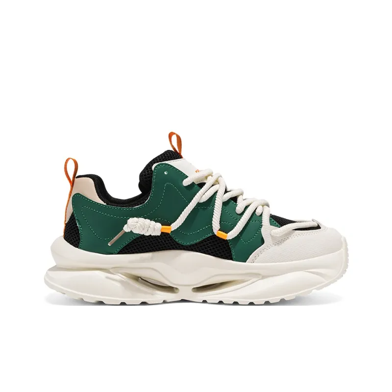 DEERWAY Breathable Height Increasing Rebound Low Top Casual Shoes Men's Beige Green Black-1
