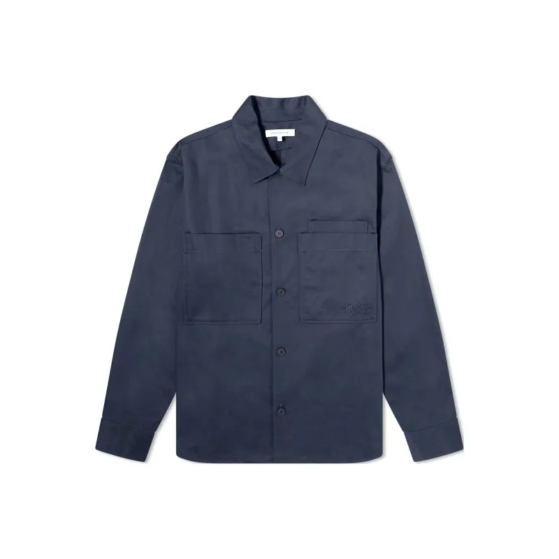 Maison Kitsune Logo embroidered Cotton Shirt-0