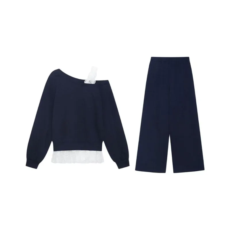 TIBINB Casual Suit Women's Navy Blue-1
