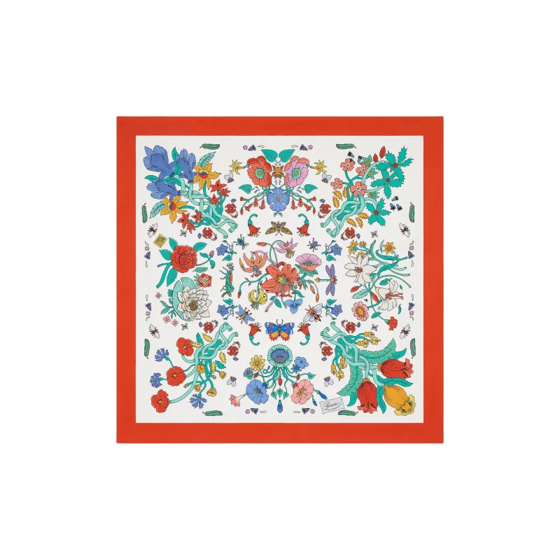GUCCI Silk, Twill, Silk Scarves Women's White-0
