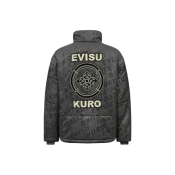 EVISU Puffer Jackets Men Charcoal Gray