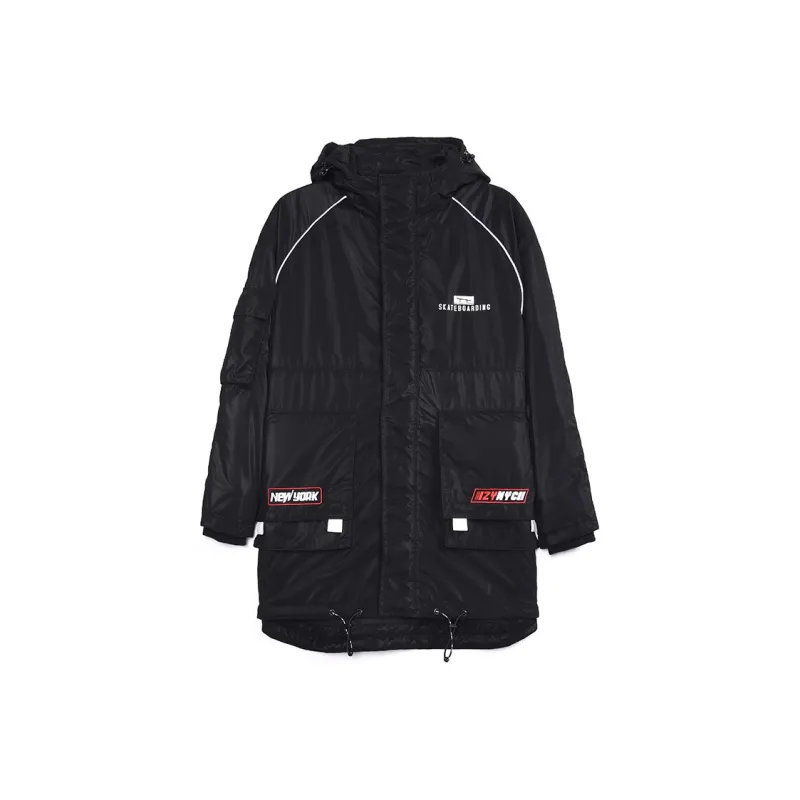Zoo York Letter Stand Collar Loose Fit Thickened Mid-Length Puffer Jacket Unisex-0