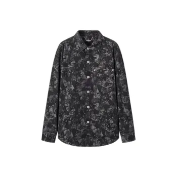 JOHN RICHMOND FW24 Denim Jacket Men's Black Camouflage