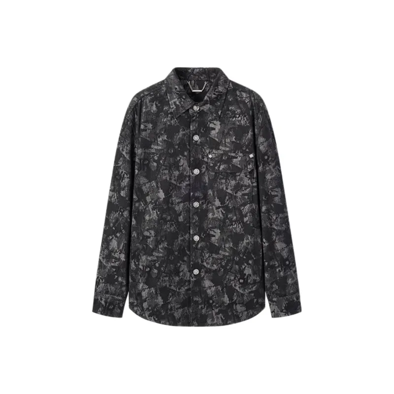 JOHN RICHMOND FW24 Denim Jacket Men's Black Camouflage-0