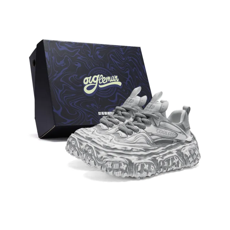 OUGLEMEN Abrasion Resistant Height Increasing Low Top Chunky Sneakers Men's Box-10