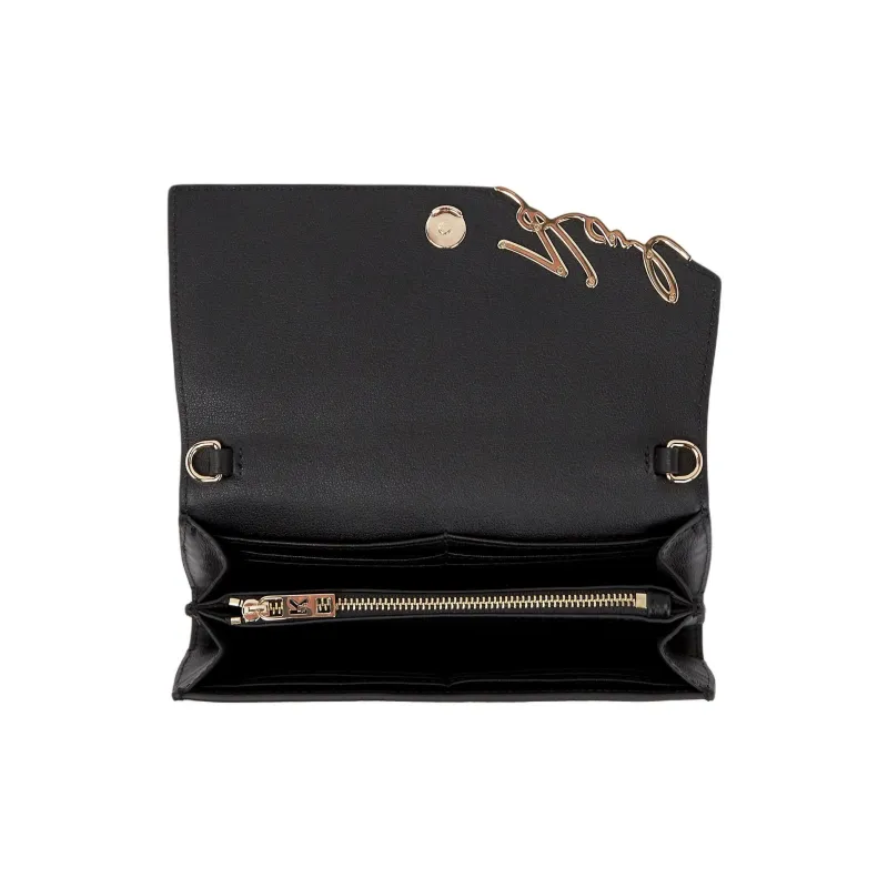 KARL LAGERFELD K/SIGNATURE Cow Leather Shoulder Bag Women's Black Gold-2
