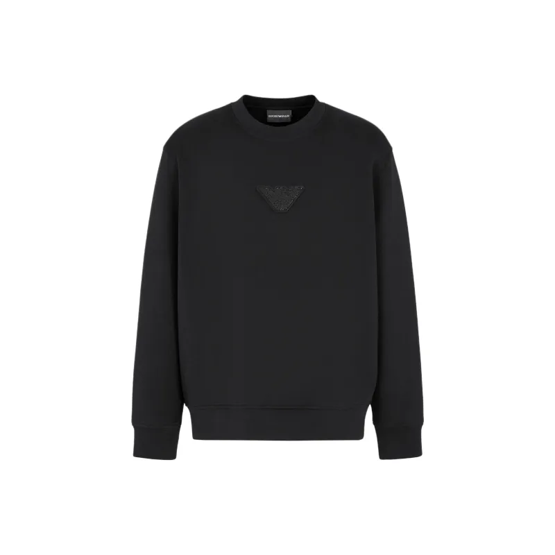 EMPORIO ARMANI Asv Clubwear Jersey Sweatshirt With Eagle Patch And Rhinestones-0