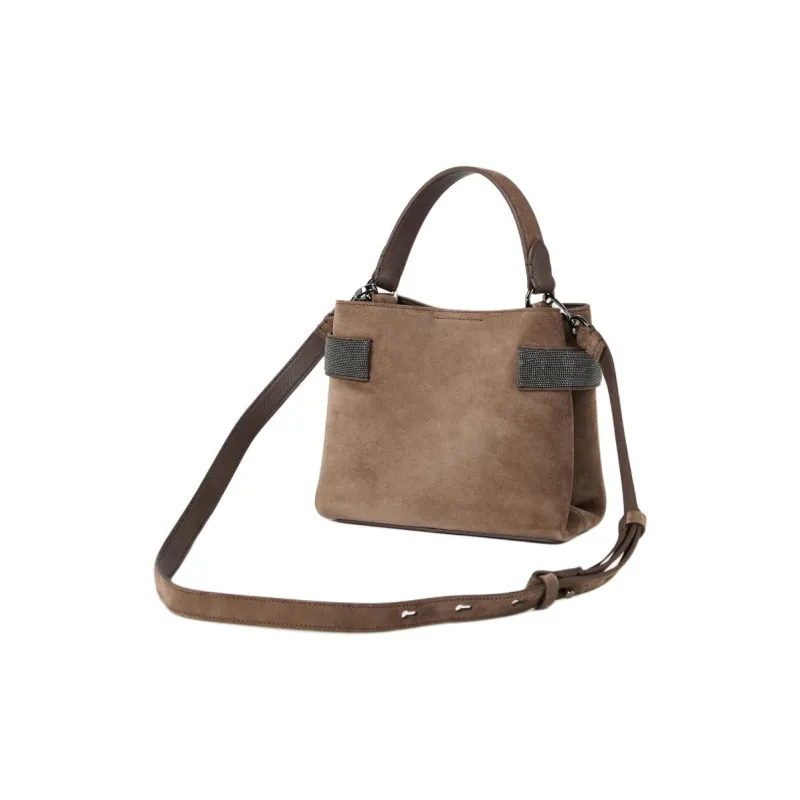 Brunello Cucinelli Suede Handbag Trumpets Women's Brown-1