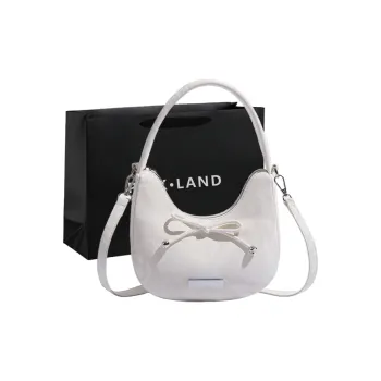 PINK·LAND PU Shoulder Bag, Crossbody Bag, Handbag Medium Size Women's Ecru/Pink