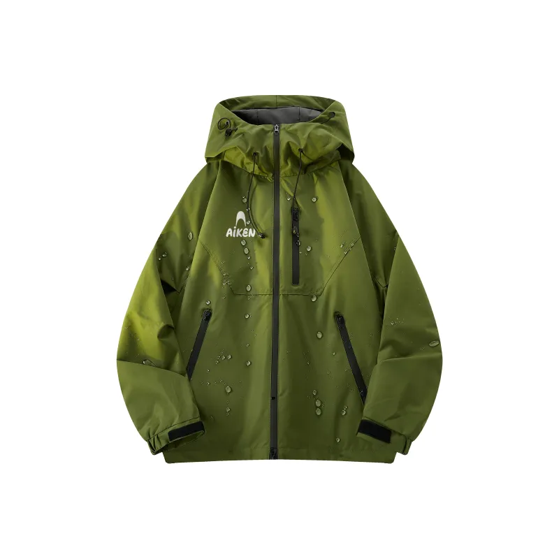 AKIN Water-Repellent Water-Resistant Windproof Windbreaker Jacket Unisex Red-4