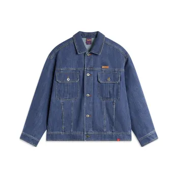 LiNing Sports Life Collection Denim Jacket Men's Dark Blue