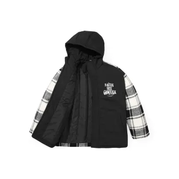 GENANX Letter Hooded Loose Fit Puffer Jacket Unisex Black