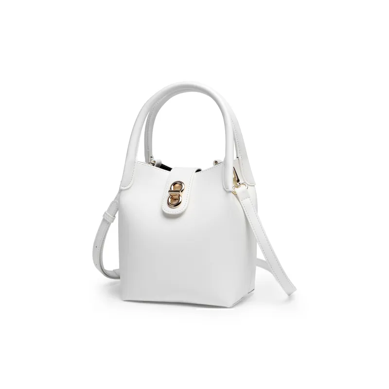 Mulinsen PU Combo Bag Bucket Bag, Shoulder Bag, Crossbody Bag, Handbag Women's White/Denim Black-1