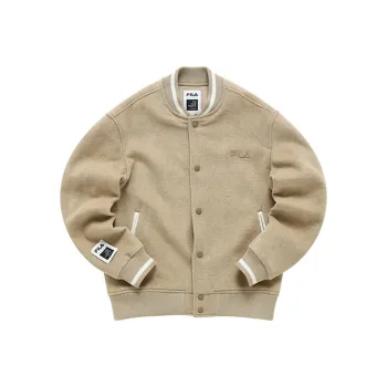 FILA Baseball Jacket Men's Camel Wool Heather Gray