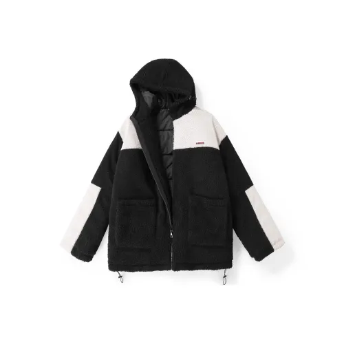 Bt Loose Fit Thickened And Fleece-Lined Jacket Winter Unisex Black