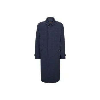 HUGO BOSS Regular-Fit Coat In A Virgin-Wool Blend Coats Men's Blue
