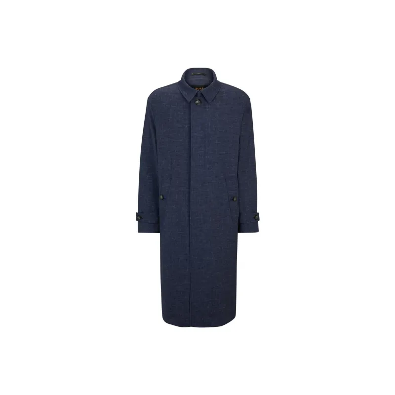 HUGO BOSS Regular-Fit Coat In A Virgin-Wool Blend Coats Men's Blue-0