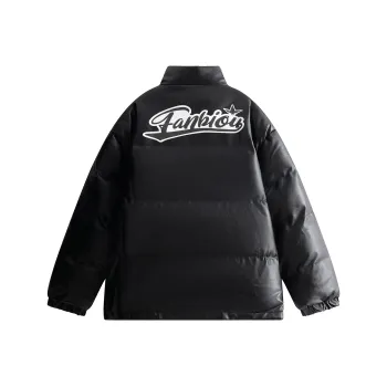FANBIOU Letter Stand Collar Loose Fit Thickened Puffer Jacket Unisex