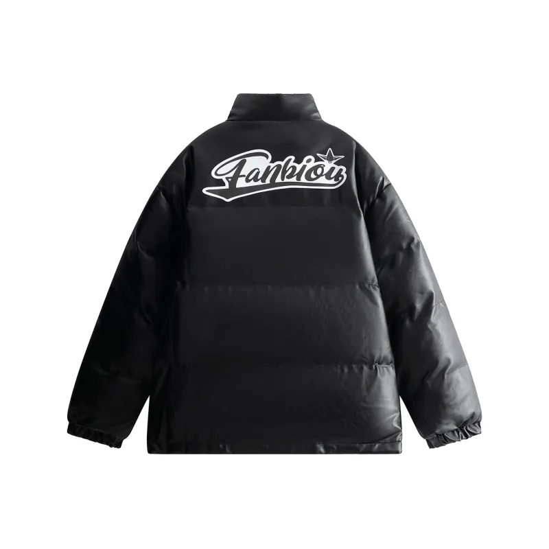 FANBIOU Letter Stand Collar Loose Fit Thickened Puffer Jacket Unisex-0