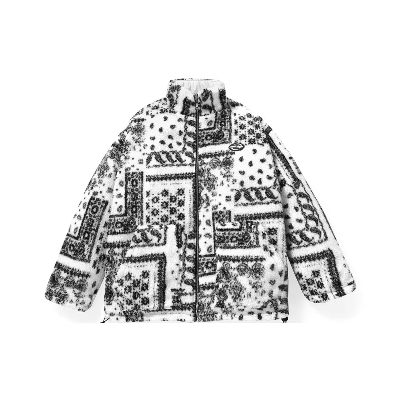 GENANX Floral Stand Collar Loose Fit Puffer Jacket Unisex-0