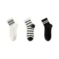 [3 Pack, Boneless Anti-Pilling]White Base+Stripes+Black Sole Double Stripe