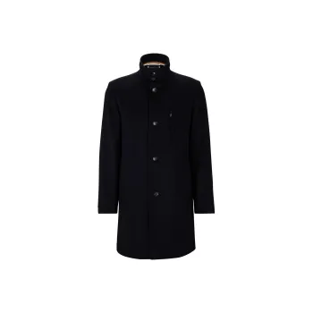 HUGO BOSS Slim-Fit Formal Coat In Virgin Wool And Cashmere Coats Men's Marine Blue