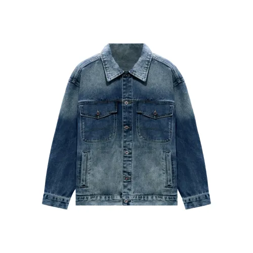 Icicofficial Denim Jacket Womens Leopard Print Denim Outfit Nostalgic Blue