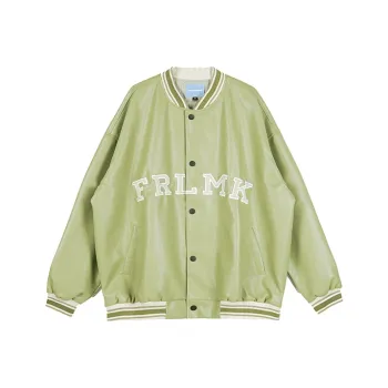 FRLMK Loose Fit Moderate Baseball Jacket Unisex Emerald Green