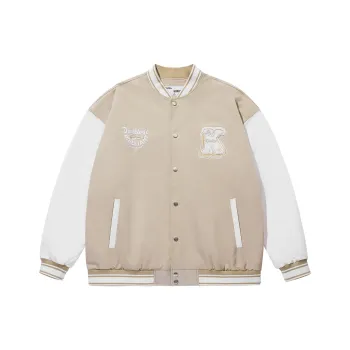 GUKUUL Baseball Jacket Spring Fall Unisex Khaki