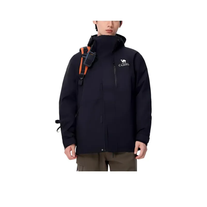 CAMEL Water Resistant Windproof Breathable Warm Windbreaker Jacket Men's Phantom Black-0
