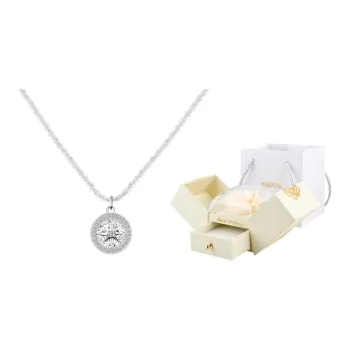 AJIDOU Round Diamond Pendant Inlaid Gemstone Necklaces Women's Silver Gold