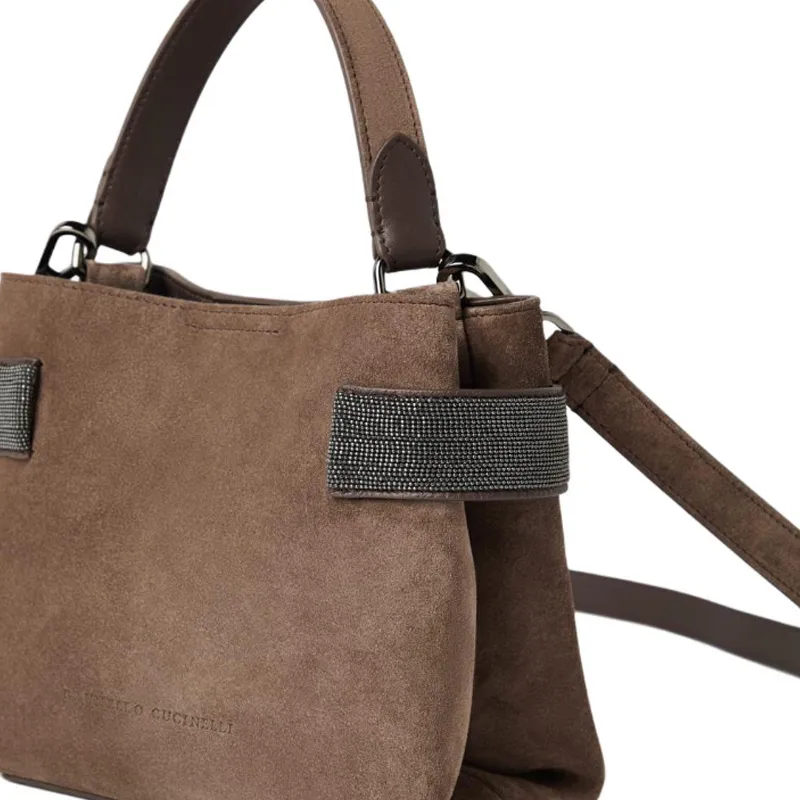 Brunello Cucinelli Suede Handbag Trumpets Women's Brown-2