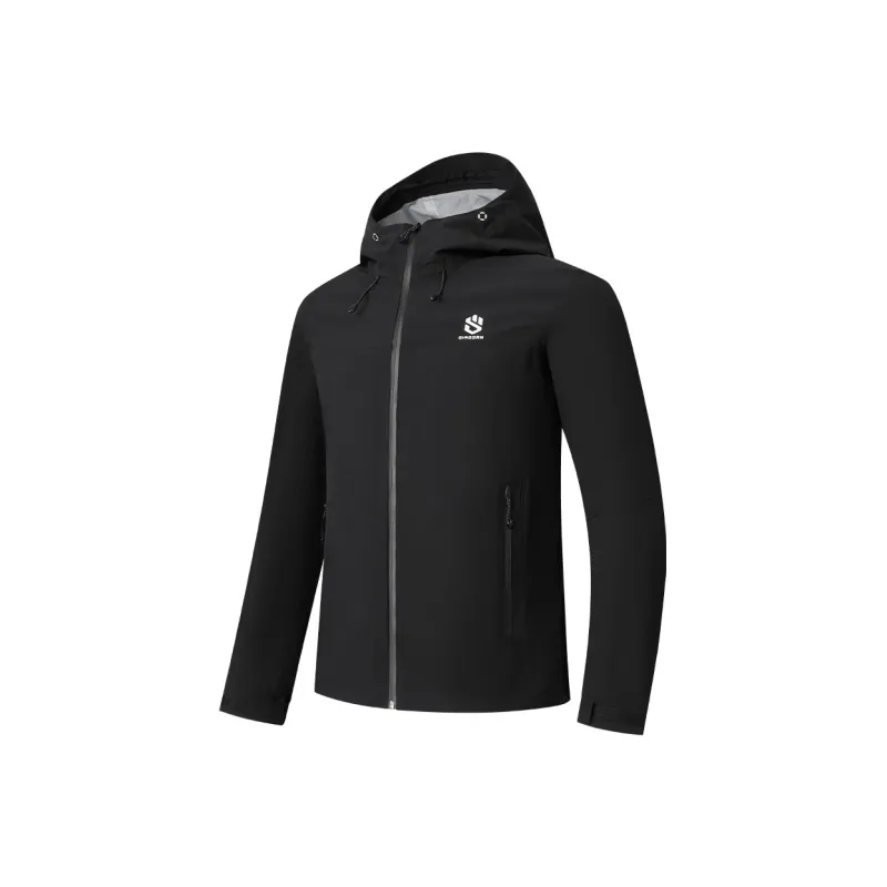 QIAODAN Mountain God Series Waterproof And Windproof Windbreaker Jacket Men's Black-0
