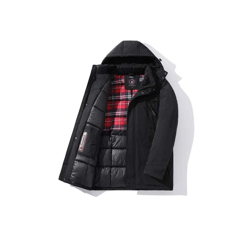 New Business Origin Solid Color Detachable Hood Loose Fit Thickened Mid-Length Puffer Jacket Unisex-0