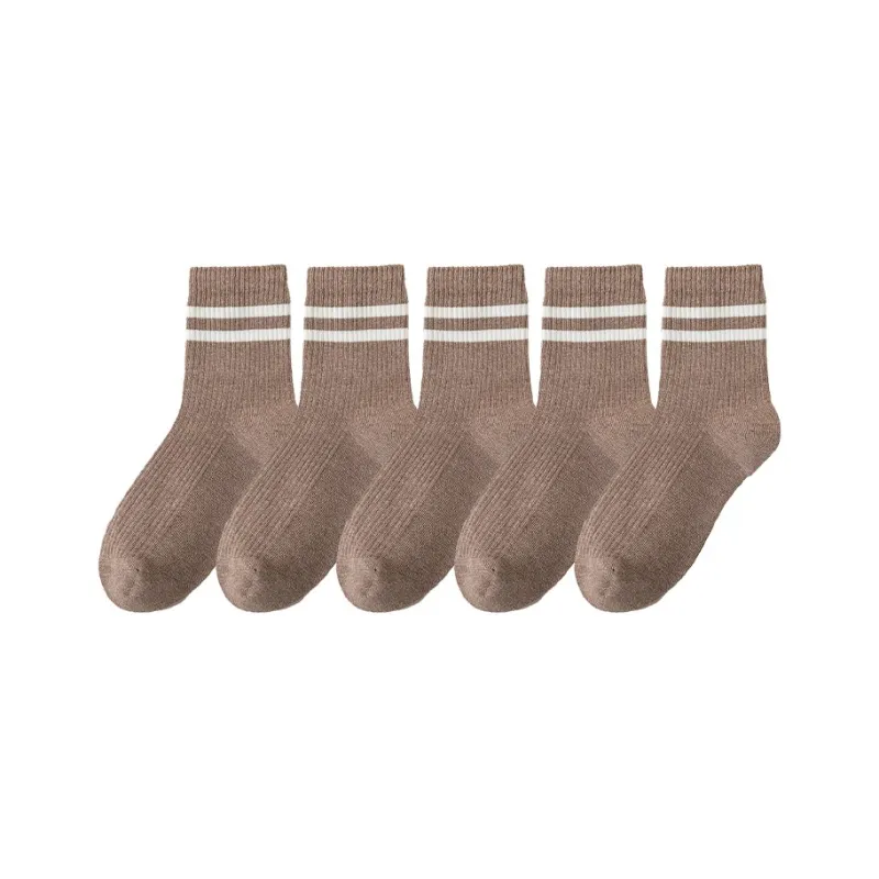 KANTANZHE Mid Calf Socks Unisex Combo Set Khaki-5