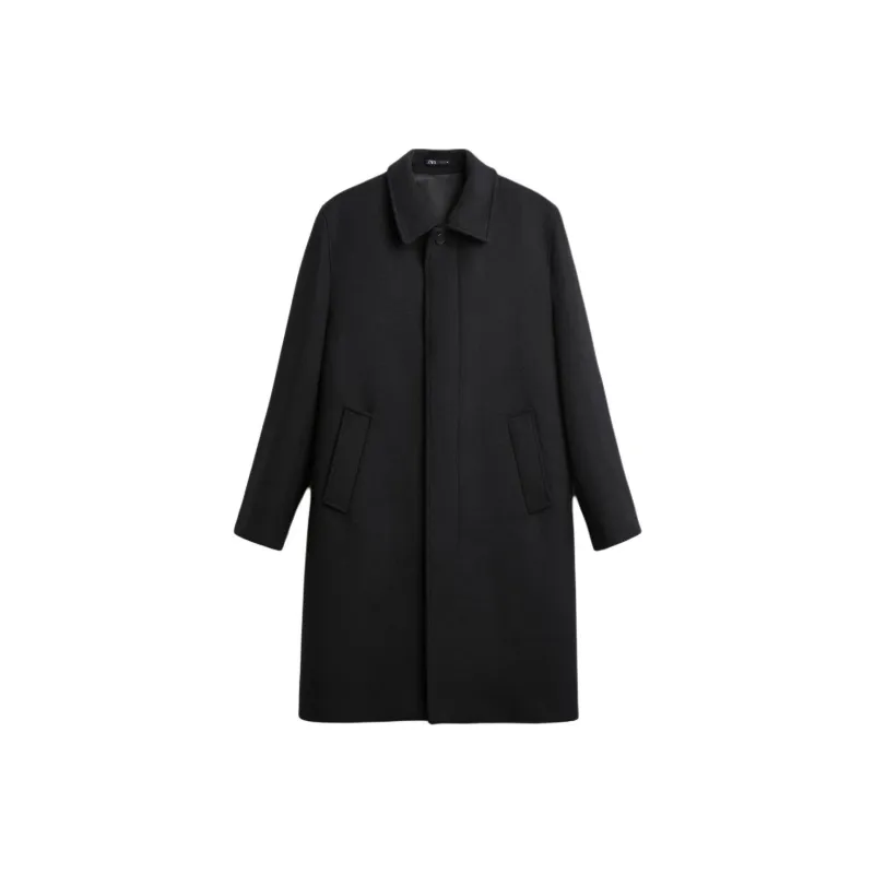 ZARA Coats Men Black-0