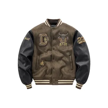 VIP Baseball Jacket Puffer Jacket Unisex Brown
